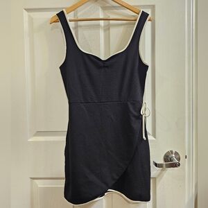 Lulus Black Sleeveless Dress with White Trim